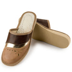 Brown and Gold closed toe slippers - Sizes 36 and 41 ONLY